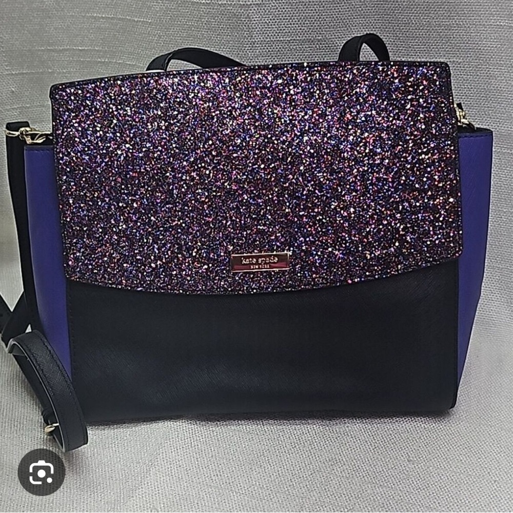 Kate Spade Black and Purple Sparkle Crossbody Bag